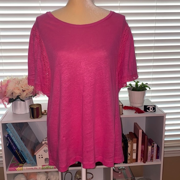 J Crew flutter sleeve linen t-shirt - Picture 2 of 4